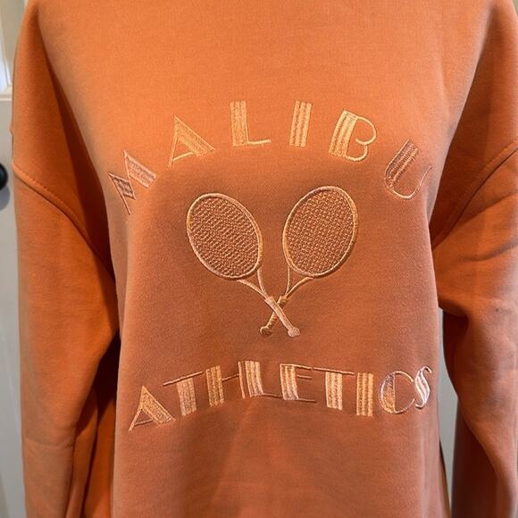Bailey Rose Medium Embroidered “Malibu Athletics” Peach Crewneck Pullover NWOT - Picture 6 of 13